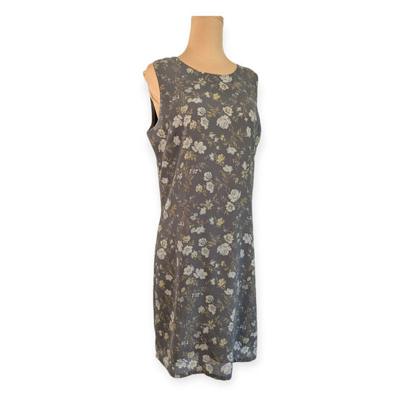 Moody Gray Floral Shift Dress ~ Cottage romantic y2k 90s - Picture 4 of 8